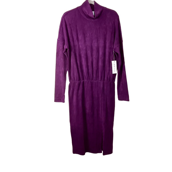 Three Dots Purple Mock Neck Midi Dress NWT Size Large - Picture 2 of 8